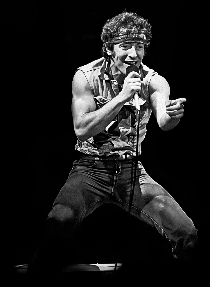 Bruce Springsteen performing during the Born in the USA tour at Oakland Coliseum